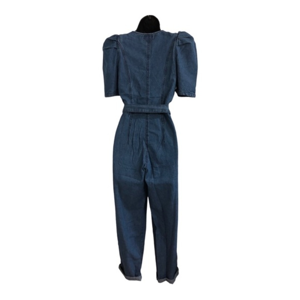 Jessica Simpson blue jeans denim puff sleeve adjustable hem jumpsuit size XS new - Picture 8 of 16